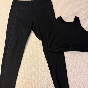 Girlfriend Collective Dylan sports bra and high-rise leggings set, black, 3XL